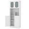 58.5 Inch Freestanding Linen Bathroom Storage Cabinet with Frost Glass Doors